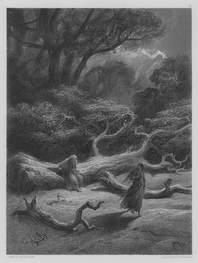 Vivien Encloses Merlin in the Tree by Gustave after Dore